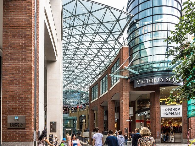 VICTORIA SQUARE SHOPPING CENTRE Victoria Square Shopping Centre is a prominent landmark and a premier shopping destination in Belfast, Northern Ireland.