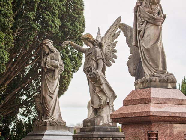 OLDER PART OF CEMETERY Celtic crosses, ringed Celtic crosses, and high crosses are ubiquitous in Irish graveyards and cemeteries, their...
